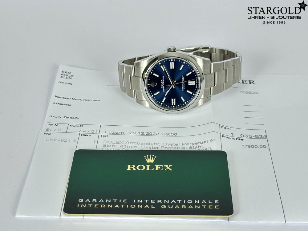 Rolex Oyster Perpetual Blau 41 - 124300