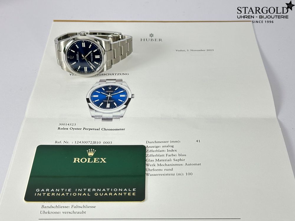 Rolex Oyster Perpetual Blau 41 - 124300