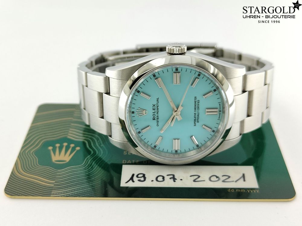 Rolex Oyster Perpetual Tiffany 36 126000 mit Box & Papieren