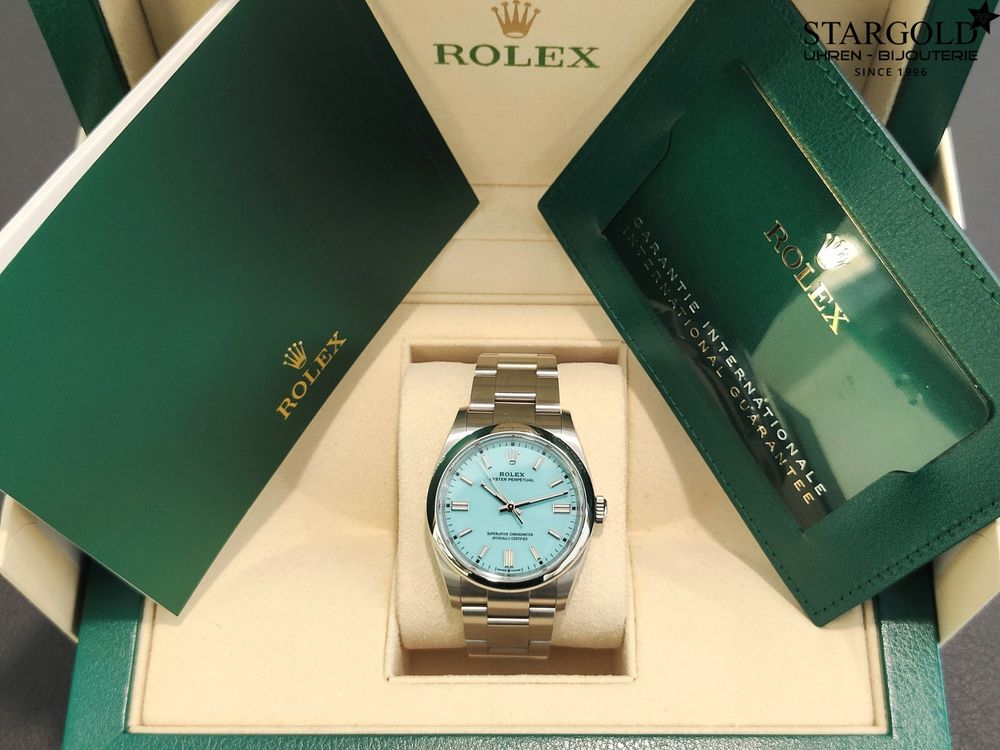 Rolex Oyster Perpetual Tiffany 36 126000 mit Box & Papieren