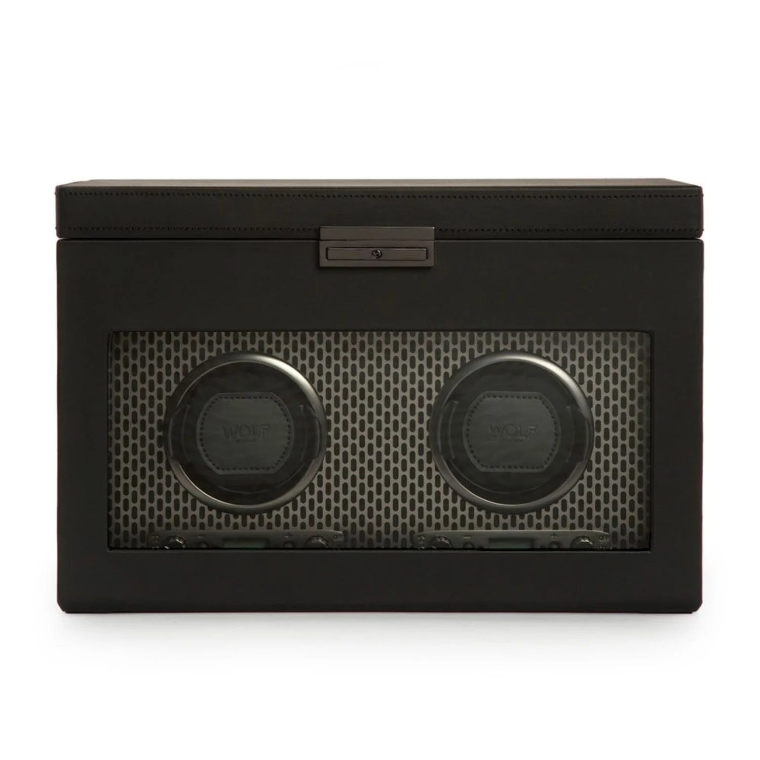 Uhrenbeweger Axis Double Watch Winder mit Schmuckfach und Reise-Etui - Pulverbeschichtet