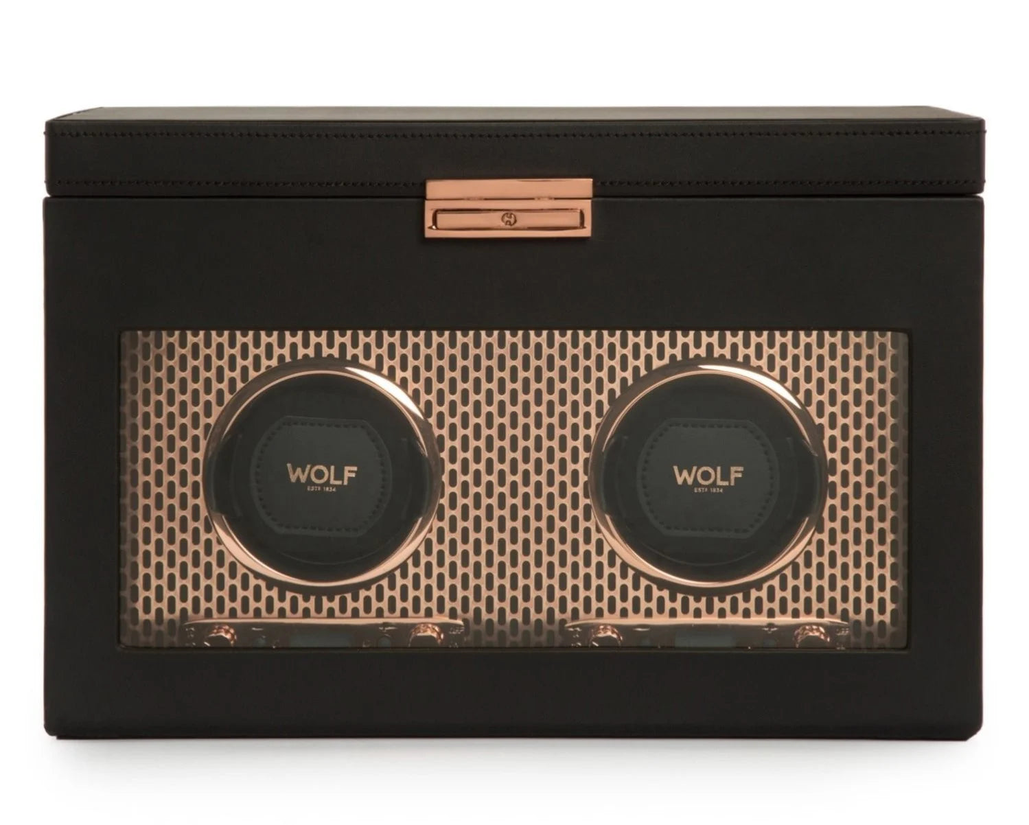 Uhrenbeweger Axis Double Watch Winder mit Schmuckfach und Reise-Etui - Kupfer